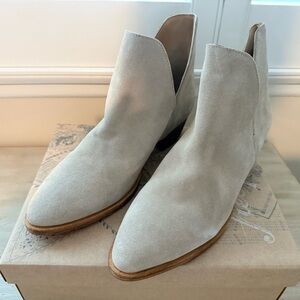 Free People Light Beige Suede Pointed Toe Ankle Boots